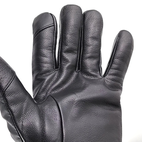 Calvin Klein Men's Black Leather Nylon Winter Insulated Gloves Touchscreen Large - Picture 4 of 9